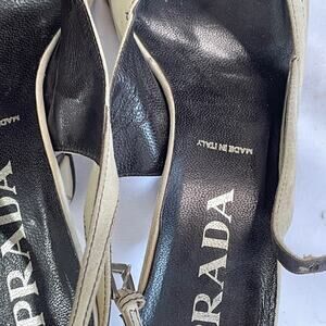 Vintage Prada suede peeptoe spoonheel sandals